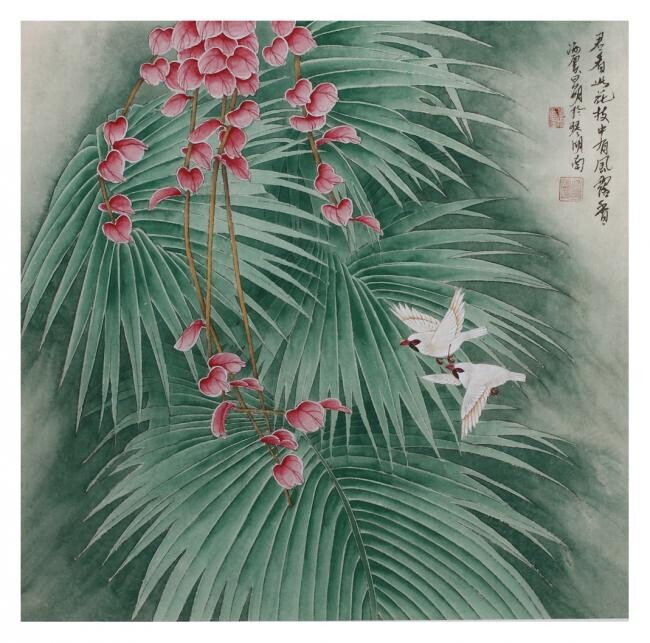 Pittura intitolato "Flying Birds" da Jin, Opera d'arte originale, Olio