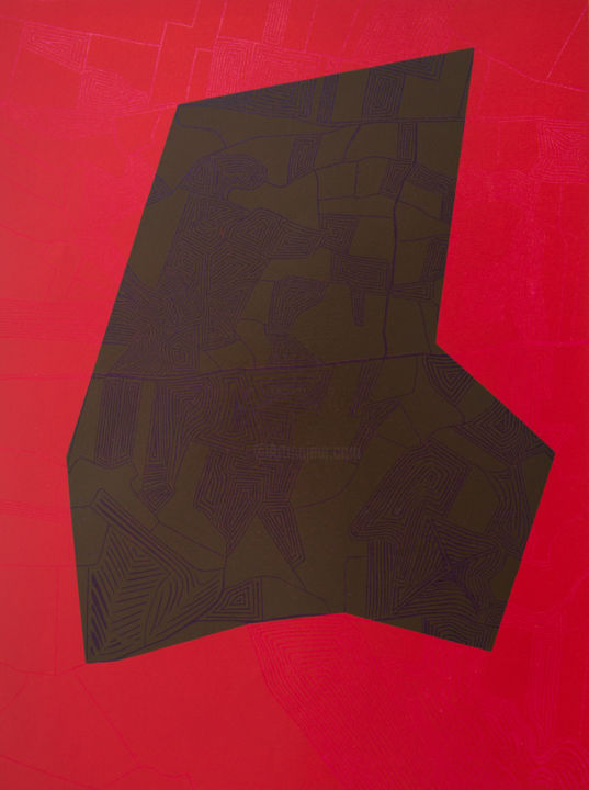 Estampas & grabados titulada "19-02-12 1 VOLS - E…" por Jina Nebe, Obra de arte original, Linograbados