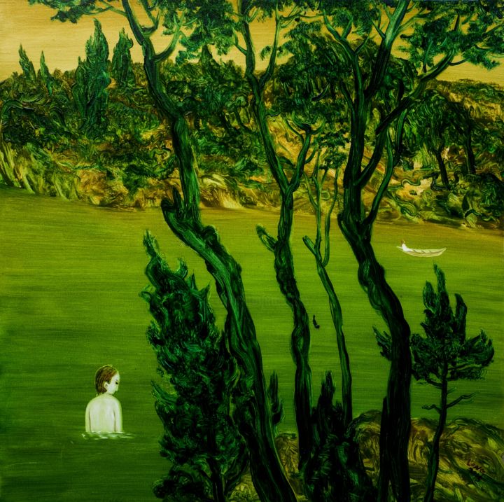 Картина под названием "Virtual World-the O…" - Jinfeng Long, Подлинное произведение искусства, Масло