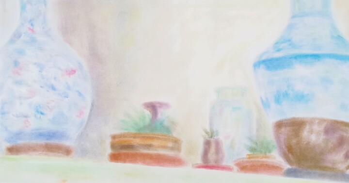 Картина под названием "afternoon bottle" - Jingwen Tang, Подлинное произведение искусства, Пастель