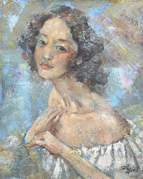 Painting titled "Charm" by Jinzuo, Original Artwork, Oil