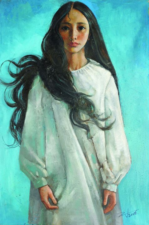 Painting titled "Her season" by Jinzuo, Original Artwork, Oil