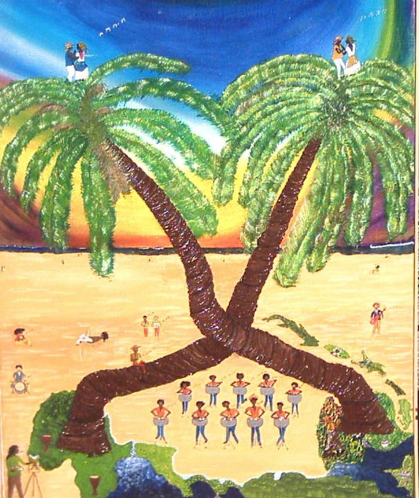 Pintura titulada "Trinidad banb  d 92…" por Jipé Fronton, Obra de arte original, Carbón