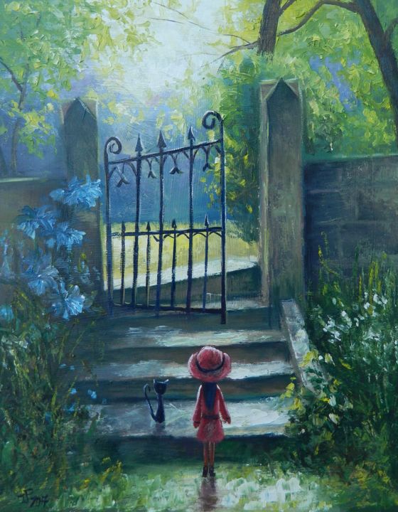 Painting titled "SECRET GARDEN" by Jiří Petr, Original Artwork, Oil