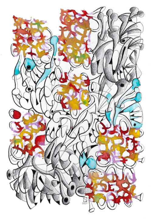 Drawing titled "Bez názvu VIII" by Jiří Srna, Original Art, Ink