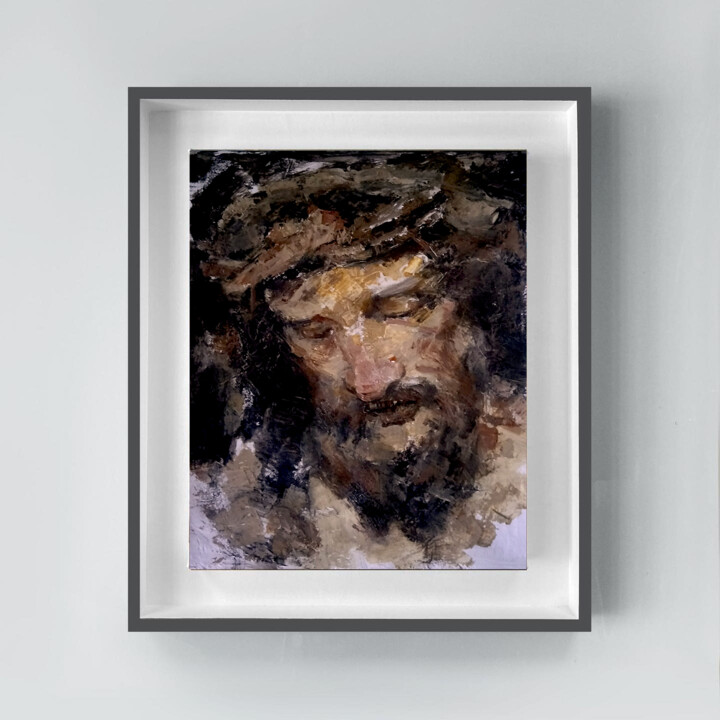 Painting titled "Jesus" by Jixin Wang, Original Artwork, Oil