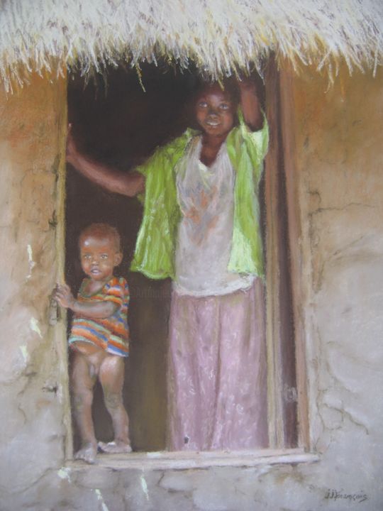 Peinture intitulée "bienvenue en Ethiop…" par Josette Francois, Œuvre d'art originale, Pastel