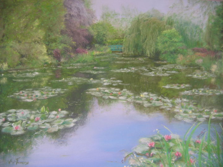 Painting titled "Giverny" by Josette Francois, Original Artwork, Pastel