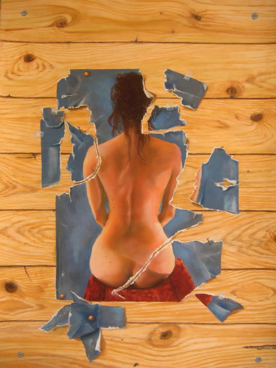 Peinture intitulée "Déchirée" par Josette Francois, Œuvre d'art originale, Pastel