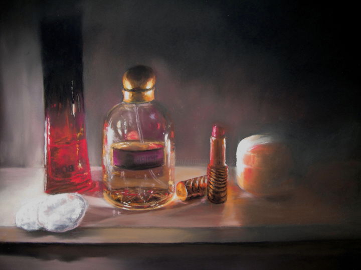 Painting titled "Nuit parfumée" by Josette Francois, Original Artwork, Pastel