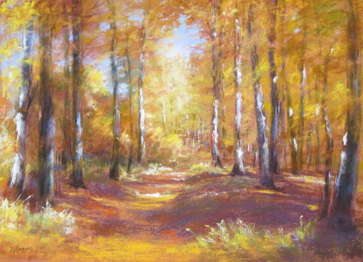 Peinture intitulée "Bois doré" par Josette Francois, Œuvre d'art originale, Pastel