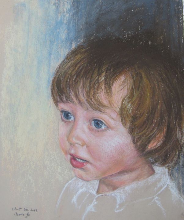 Schilderij getiteld "Eliott 2 ans" door Josette Francois, Origineel Kunstwerk, Pastel