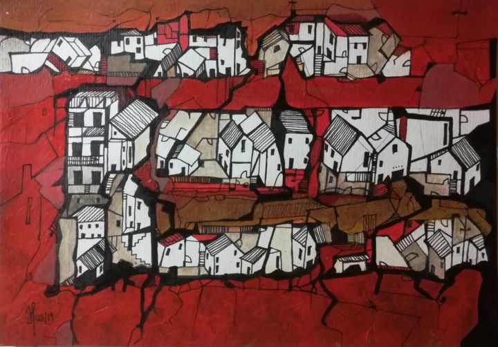 Pintura intitulada "favelawalk 08" por Jörg Johannes Pfeifer, Obras de arte originais,