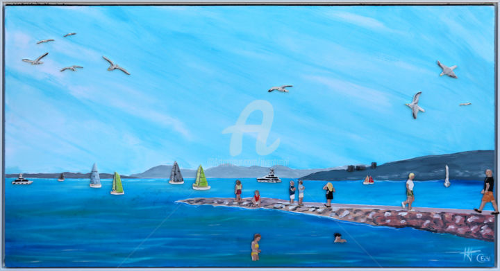 Картина под названием "Juan Les Pins / 1" - Jean-Jacques Venturini, Подлинное произведение искусства,