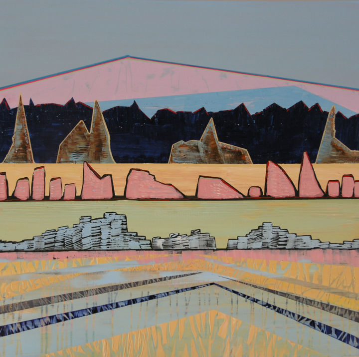 Painting titled "Miles from Nowhere" by Loretta Kaltenhauser, Original Art, Acrylic Mounted on Stretcher frame