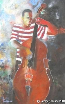 Painting titled "contrebasse" by Jacky Karcher, Original Artwork