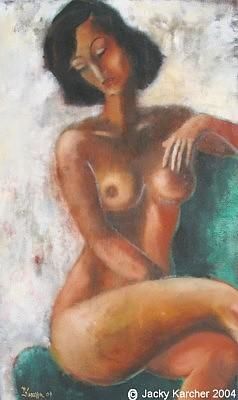 Painting titled "la muse intellectue…" by Jacky Karcher, Original Artwork