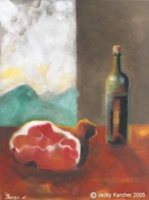 Malerei mit dem Titel "nature morte" von Jacky Karcher, Original-Kunstwerk