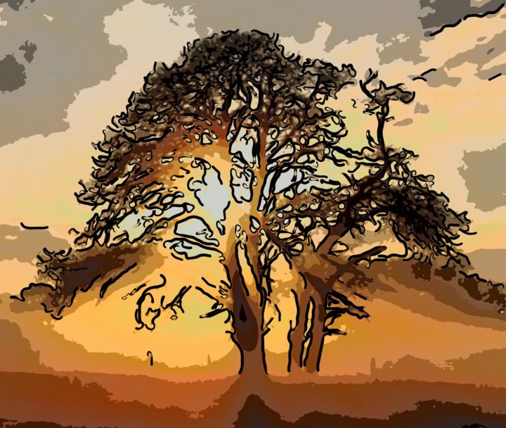 Arte digitale intitolato "Live Oak Tree" da Jack Cash Jr, Opera d'arte originale