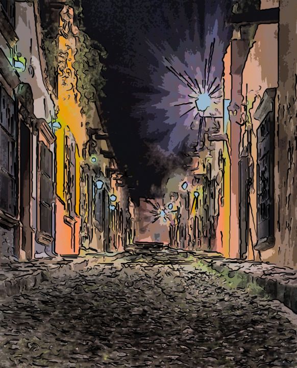 Arte digitale intitolato "Back Alley" da Jack Cash Jr, Opera d'arte originale