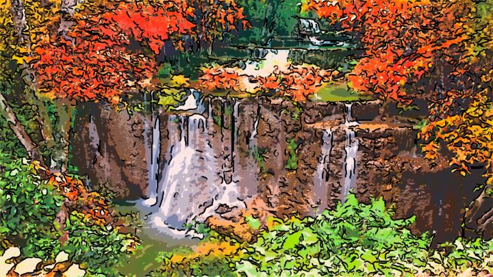 Arte digital titulada "Waterfall" por Jack Cash Jr, Obra de arte original