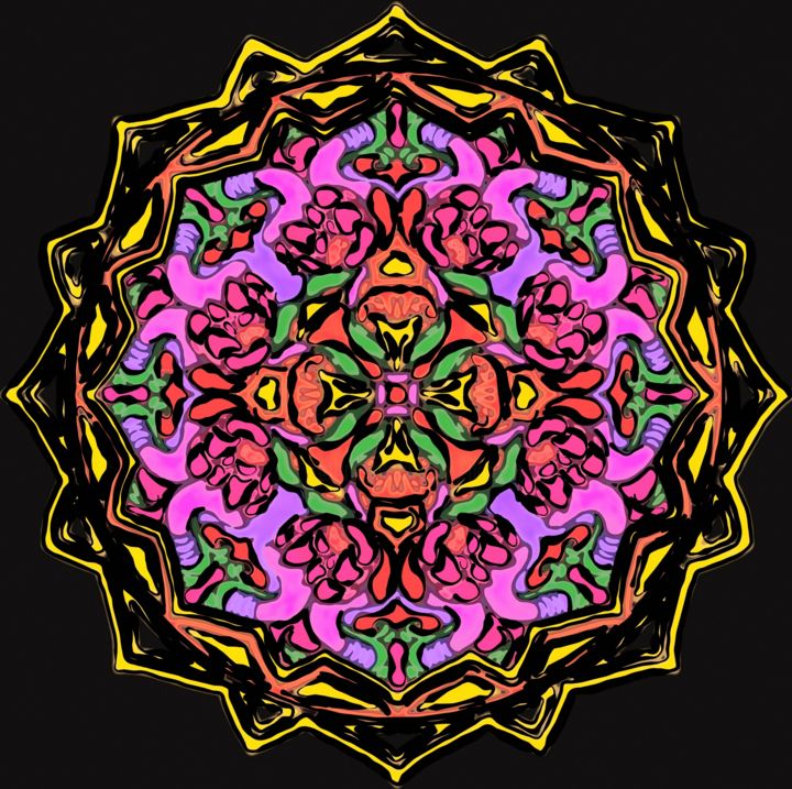 Arte digitale intitolato "Mandala Three" da Jack Cash Jr, Opera d'arte originale