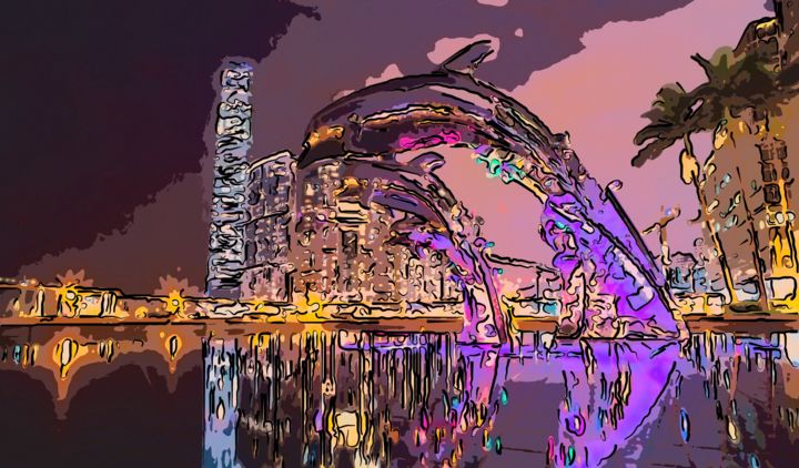 Arts numériques intitulée "Fountain" par Jack Cash Jr, Œuvre d'art originale