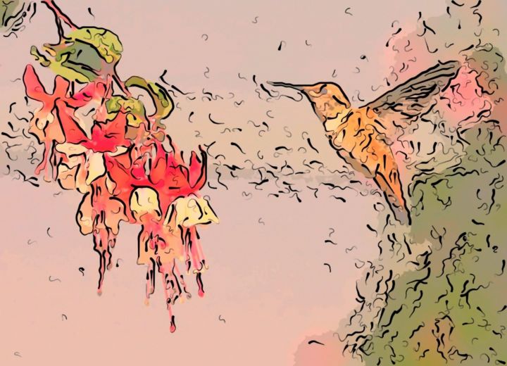 Arte digital titulada "Hummingbird" por Jack Cash Jr, Obra de arte original