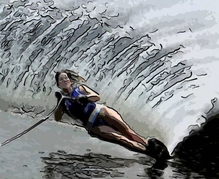 数字艺术 标题为“Water Skiing” 由Jack Cash Jr, 原创艺术品