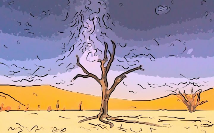 Arte digitale intitolato "A Tree In The Desert" da Jack Cash Jr, Opera d'arte originale