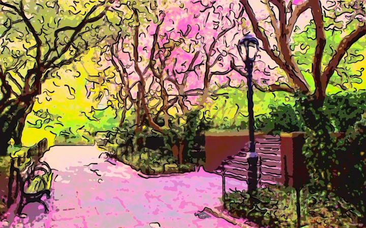 Digital Arts titled "The Park In Springt…" by Jack Cash Jr, Original Artwork