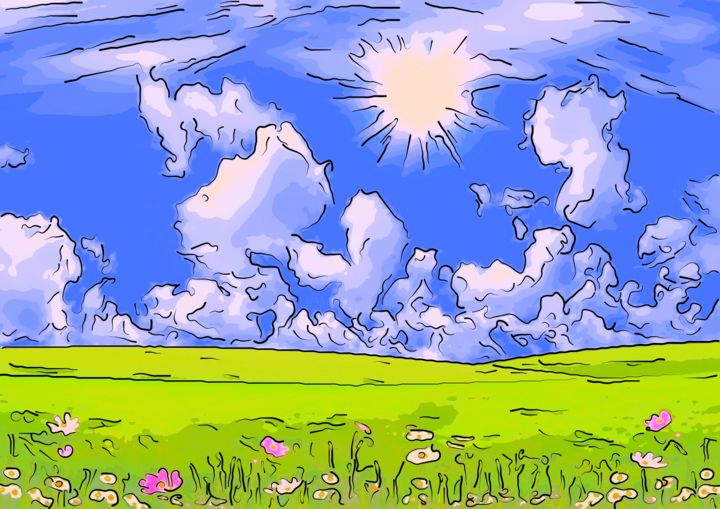 Arte digitale intitolato "Meadow" da Jack Cash Jr, Opera d'arte originale