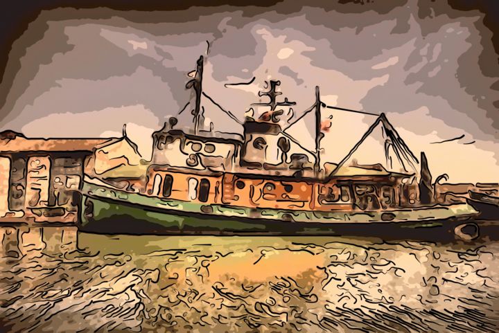 Digital Arts titled "Yacht" by Jack Cash Jr, Original Artwork