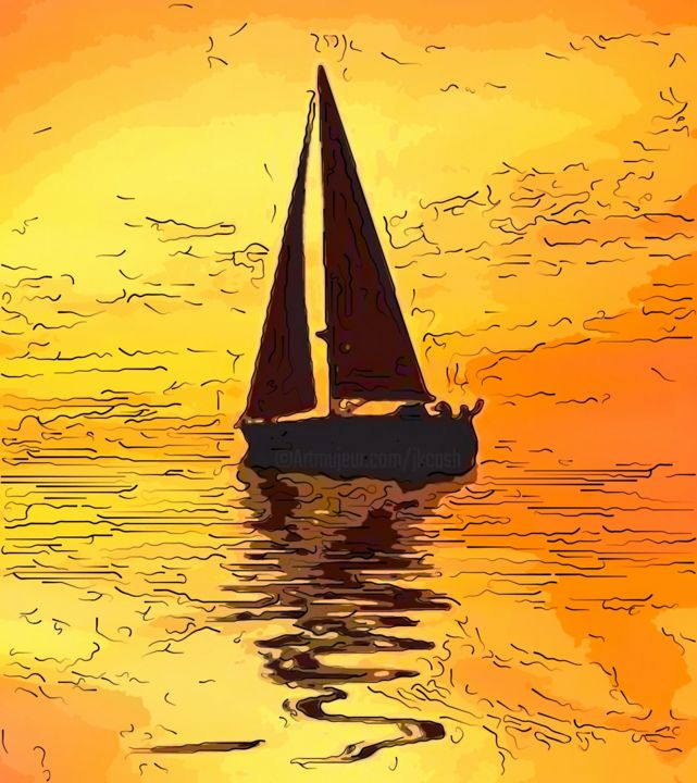 Digital Arts titled "Sailboat" by Jack Cash Jr, Original Artwork