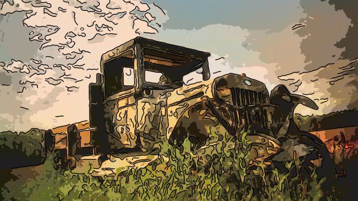 Arte digitale intitolato "Abandoned Truck" da Jack Cash Jr, Opera d'arte originale