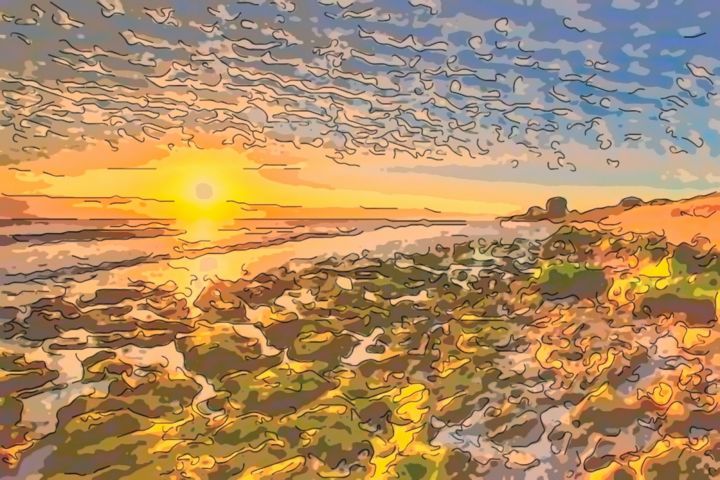 Цифровое искусство под названием "Rocky Beach" - Jack Cash Jr, Подлинное произведение искусства