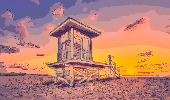 Artes digitais intitulada "Lifeguard Tower" por Jack Cash Jr, Obras de arte originais