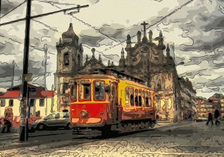 Arte digitale intitolato "Trolley Car Ride" da Jack Cash Jr, Opera d'arte originale