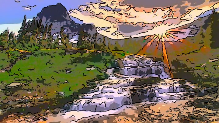 Digital Arts titled "Mountain Stream" by Jack Cash Jr, Original Artwork