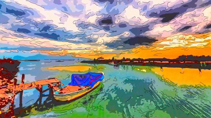 Digital Arts titled "Old Boat Dock" by Jack Cash Jr, Original Artwork