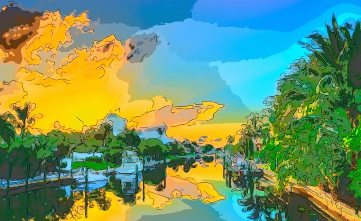 Digital Arts titled "Boat Road" by Jack Cash Jr, Original Artwork