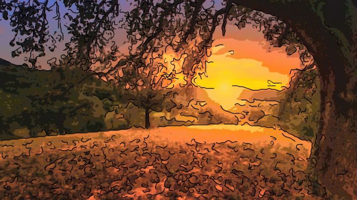 Arte digitale intitolato "Early Morning Sun" da Jack Cash Jr, Opera d'arte originale