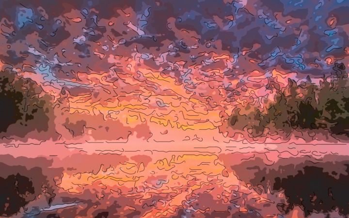 Arte digitale intitolato "Fire In The Sky" da Jack Cash Jr, Opera d'arte originale