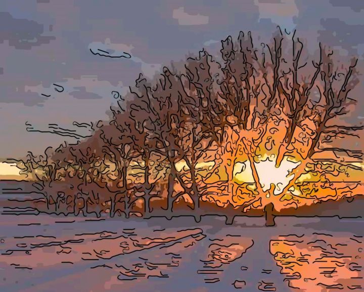 Arte digitale intitolato "A Winter Sunset" da Jack Cash Jr, Opera d'arte originale