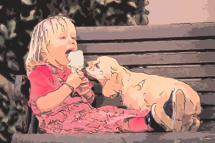 Arte digitale intitolato "Ice Cream Sharing" da Jack Cash Jr, Opera d'arte originale, Pittura digitale