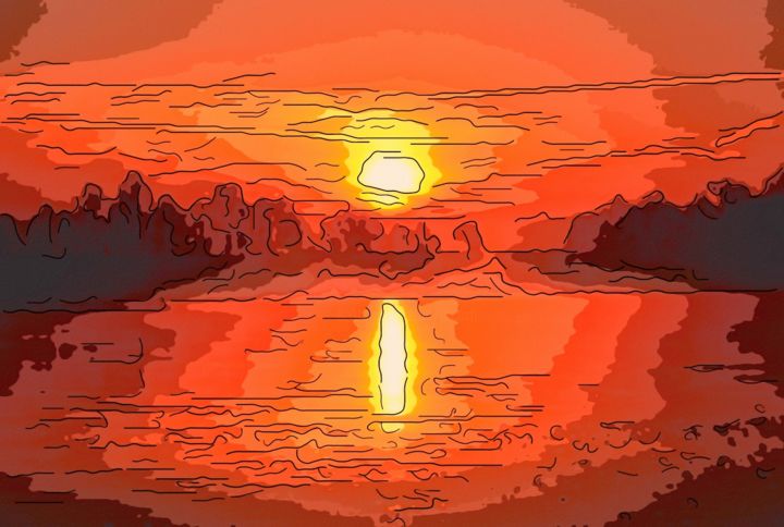 Digital Arts titled "Sunrise On The Back…" by Jack Cash Jr, Original Artwork, Digital Painting