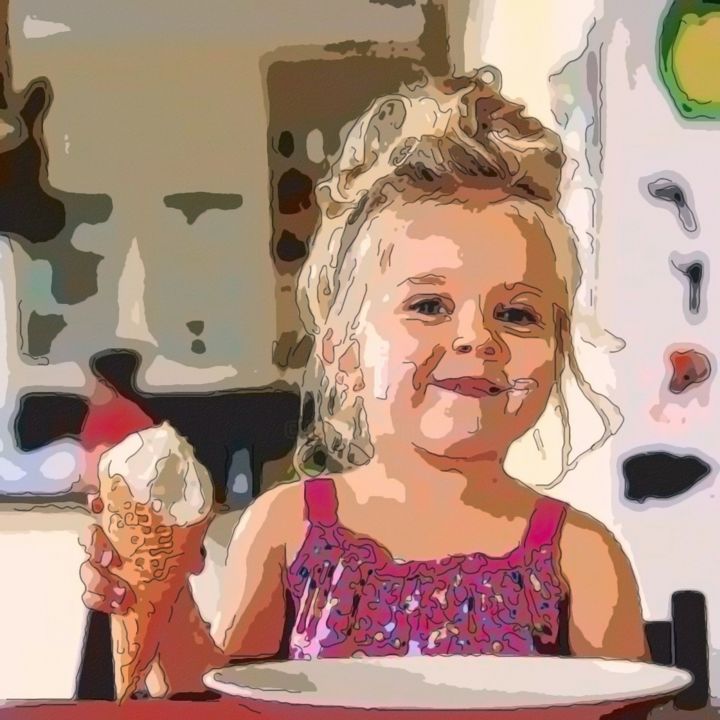 Digital Arts titled "Ice Cream Treat" by Jack Cash Jr, Original Artwork, Digital Painting