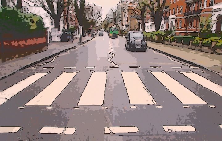 Цифровое искусство под названием "Abbey Road Crosswalk" - Jack Cash Jr, Подлинное произведение искусства, Цифровая живопись