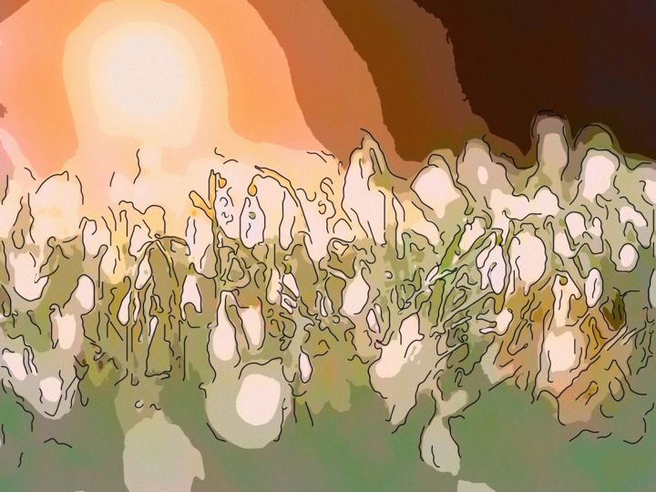 Digital Arts titled "Flowers In The Morn…" by Jack Cash Jr, Original Artwork, Digital Painting