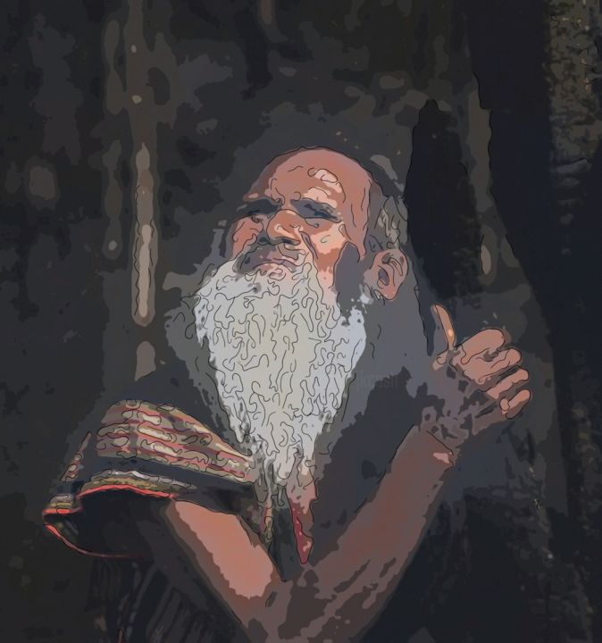 Digital Arts titled "Holy Man" by Jack Cash Jr, Original Artwork, Digital Painting